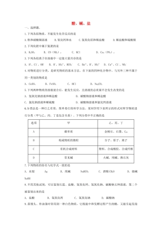 九年级化学下册 专题7(初始酸碱盐)单元综合测试1 (新版)湘教版试卷