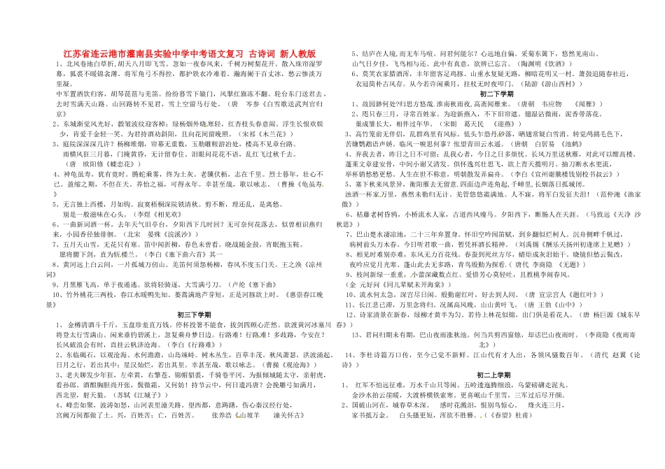 中考语文复习 古诗词 新人教版试卷_第1页