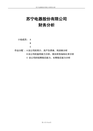 苏宁电器财务报表分析