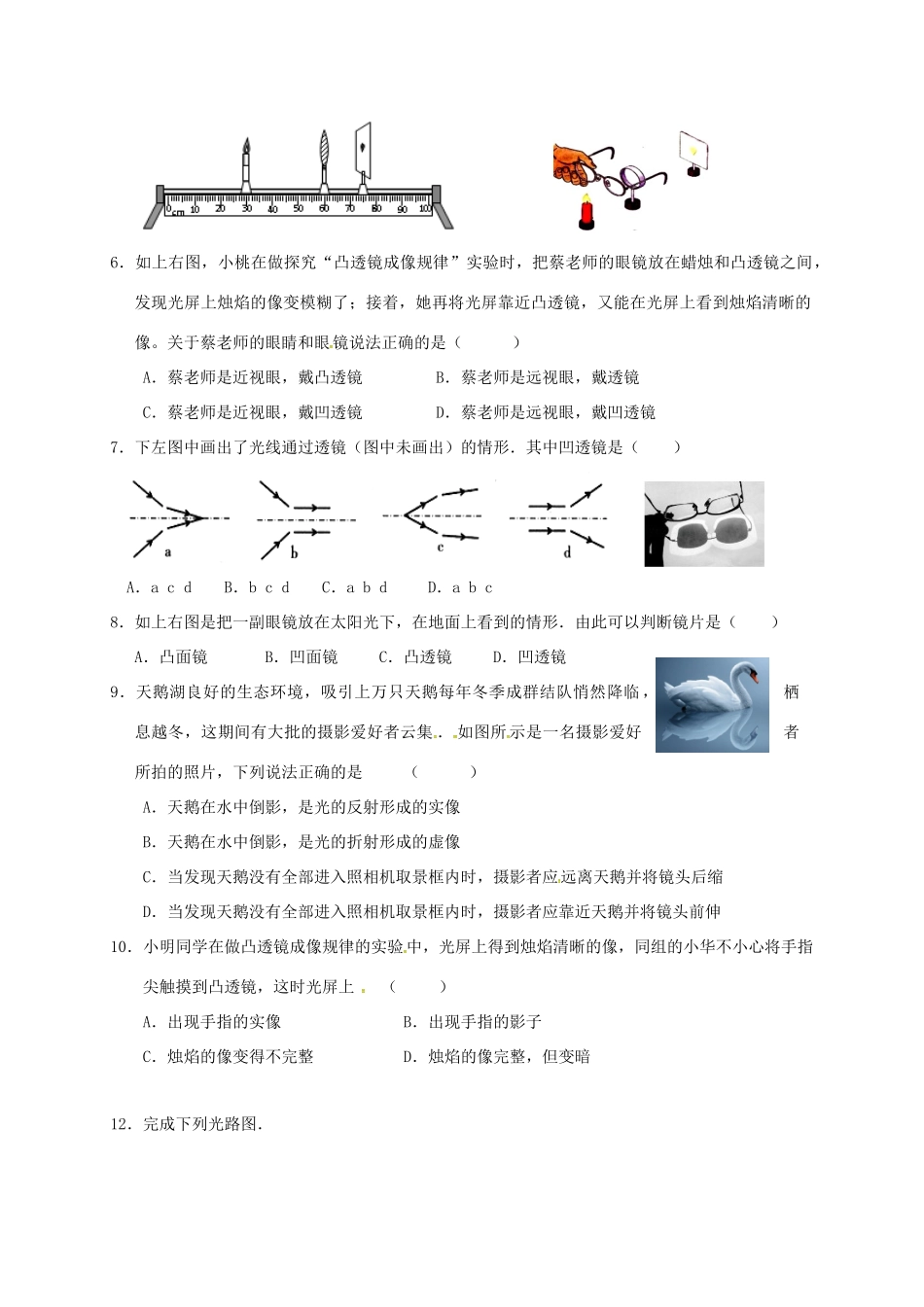 中考物理复习 透镜、凸透镜成像规律1试卷_第2页