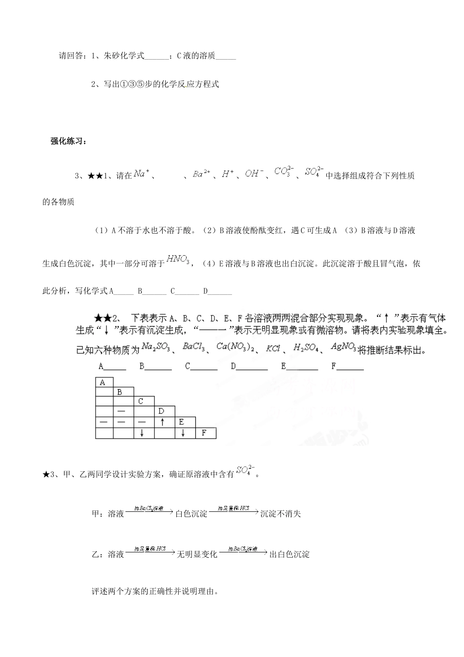 九年级化学寒假提优辅导 物质的鉴别与推断(学生版)试卷_第2页