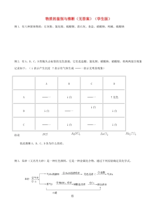 九年级化学寒假提优辅导 物质的鉴别与推断(学生版)试卷