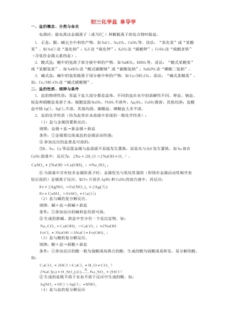 初三化学盐 章导学 学法指导 不分版本 试题