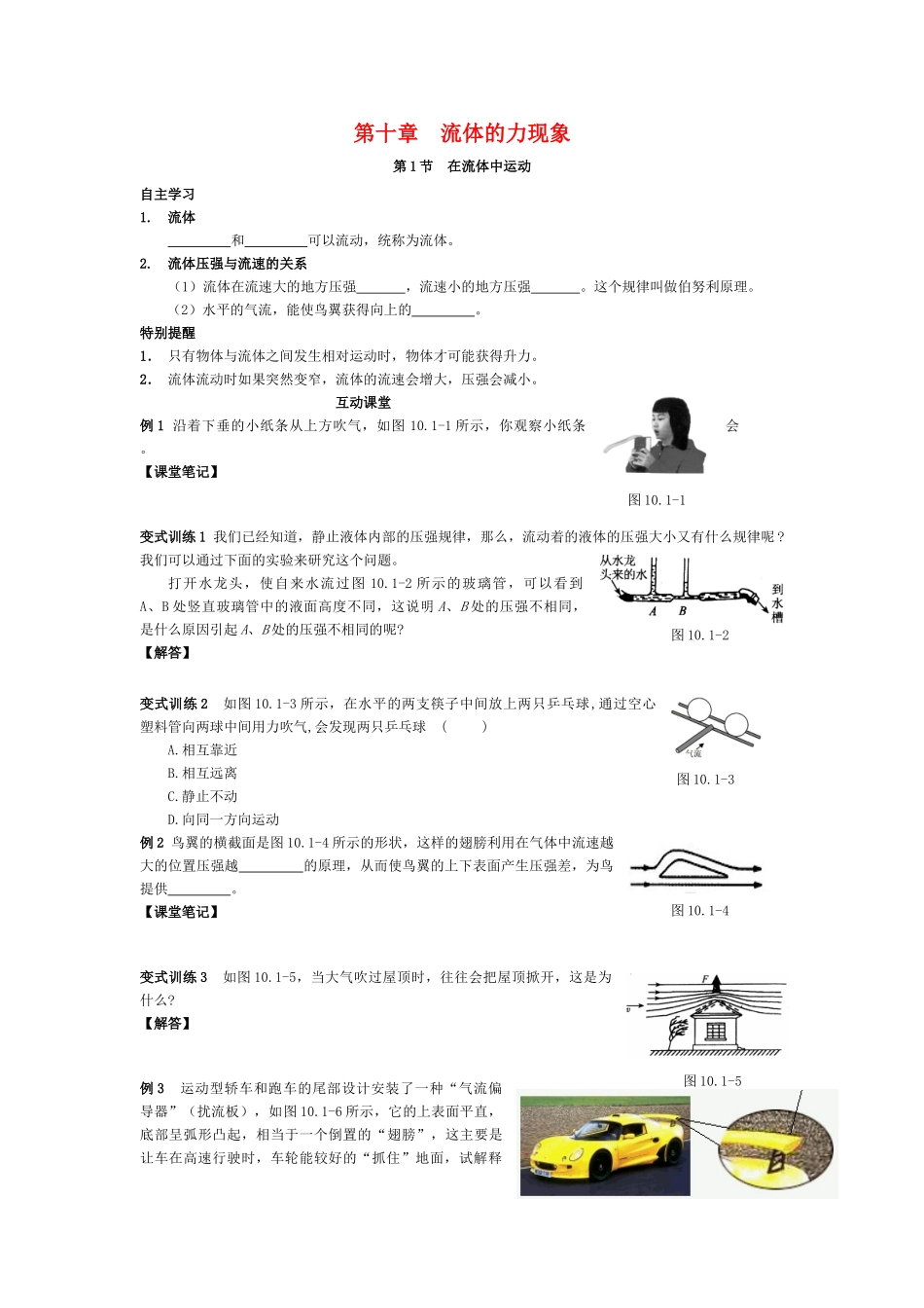 中考物理第十章 流体的力现象试卷  人教新课标版试卷_第1页