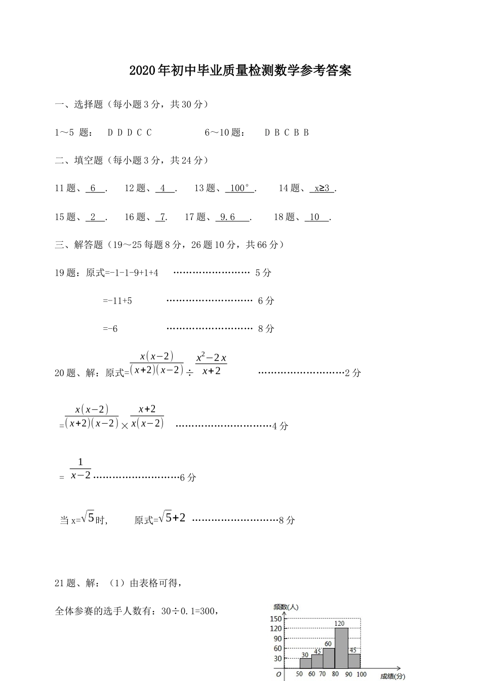 九年级抽样质量检测数学答案 湖南省邵阳县九年级数学抽样质量检测试卷卷(pdf)_第1页