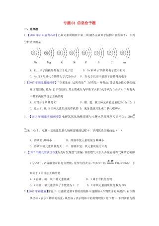 决胜中考化学压轴题揭秘 专题04 信息给予题(中考题，无答案) 试题