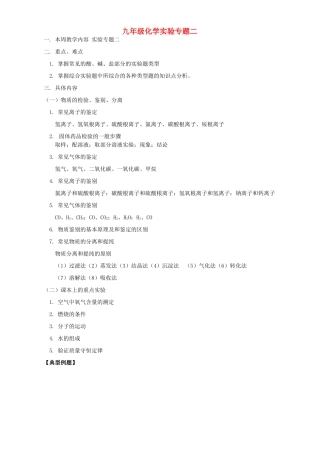 九年级化学实验专题二 人教四年制试卷
