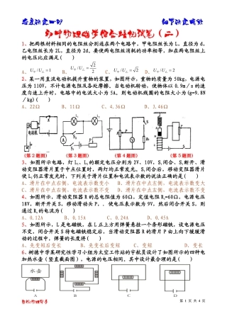 九年级物理 电学综合提优试卷(二)(pdf，无答案) 教科版试卷