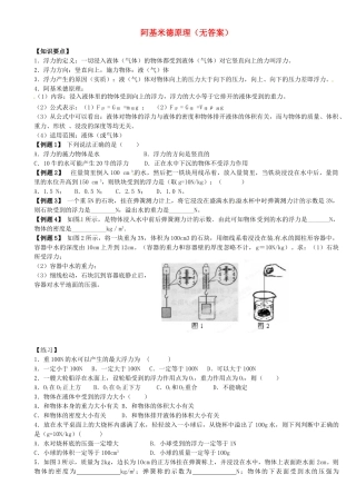 中考物理总复习 阿基米德原理试卷