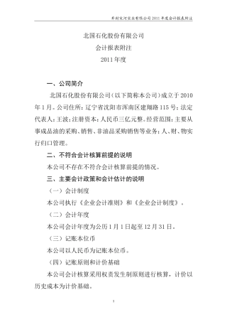 简易会计报表附注