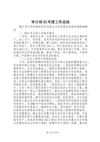 审计局XX年度工作总结 