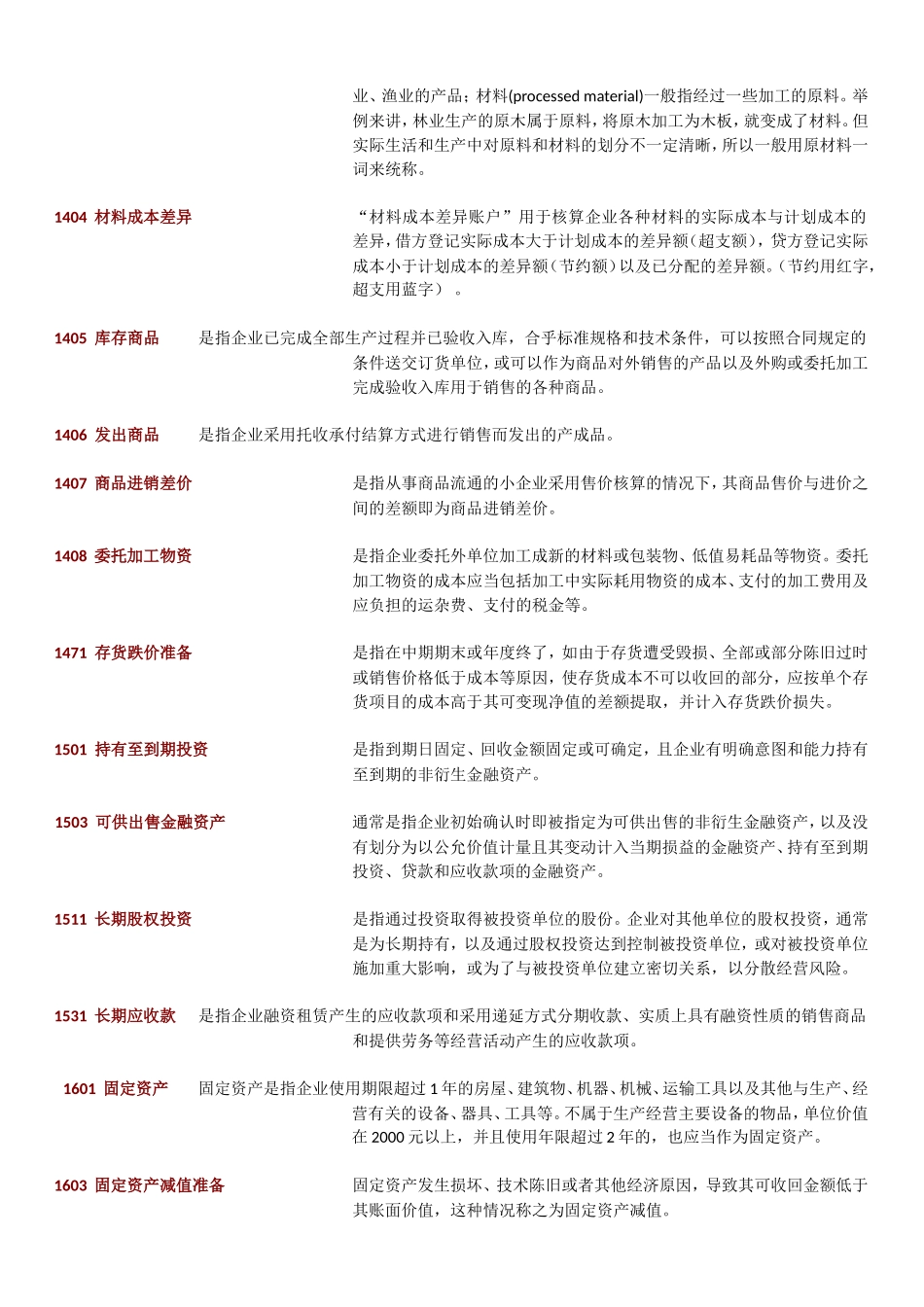 常用会计科目表及详细解释_第2页
