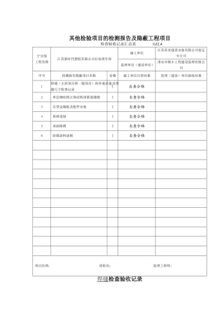 钢结构施工记录表