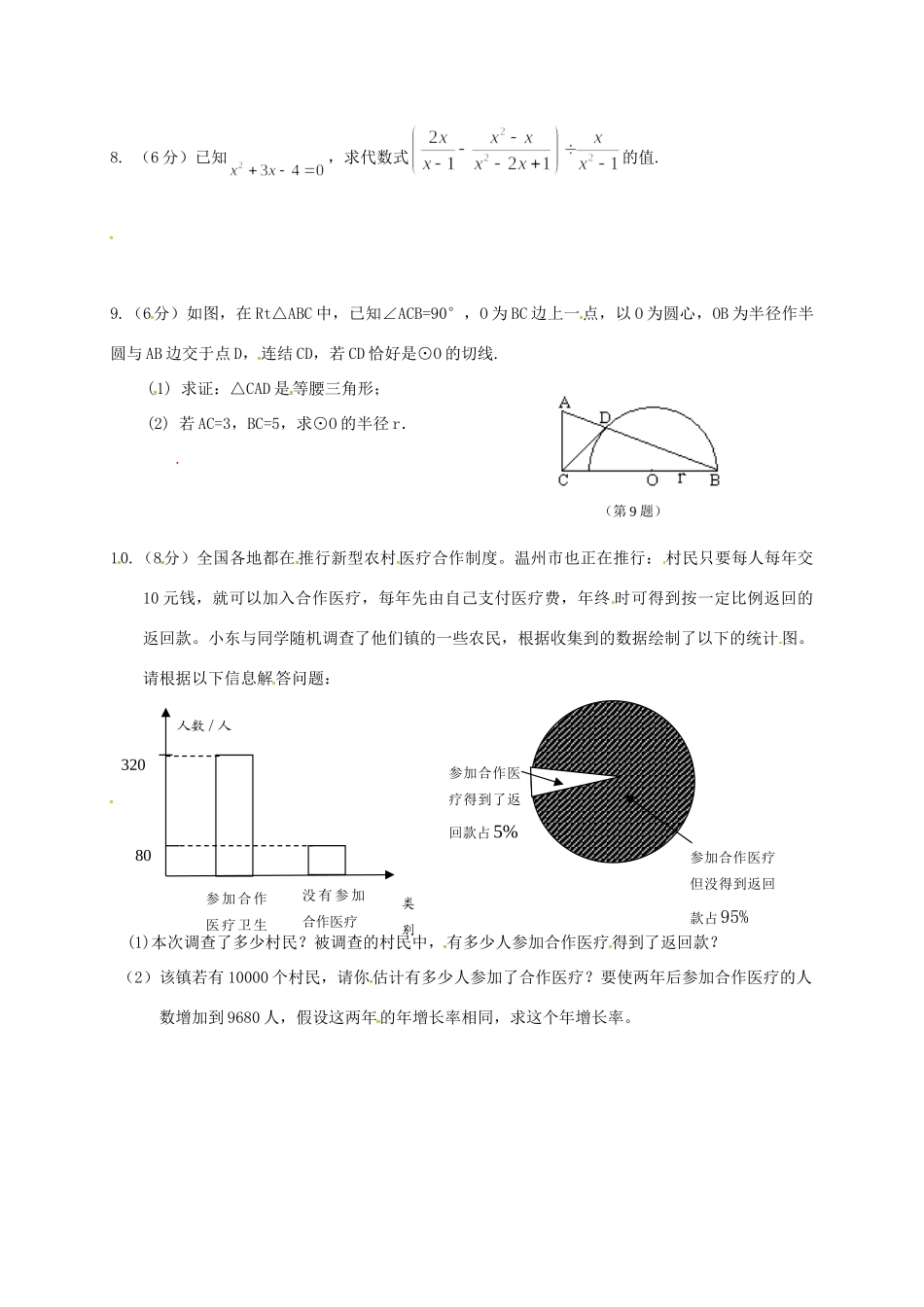 九年级数学下学期周测10试卷_第2页
