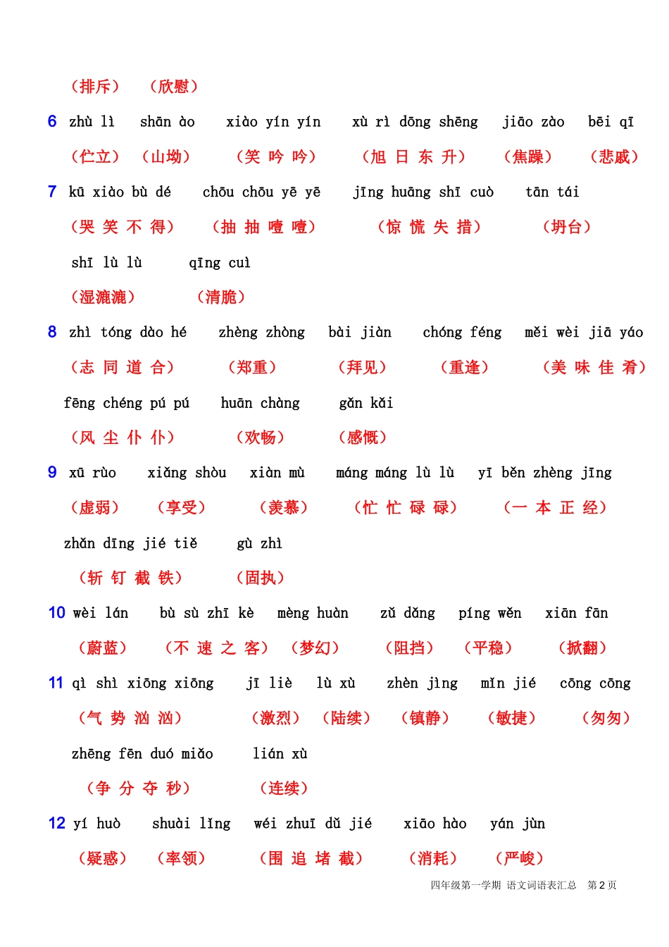 沪教版四年级上语文词语表_第2页