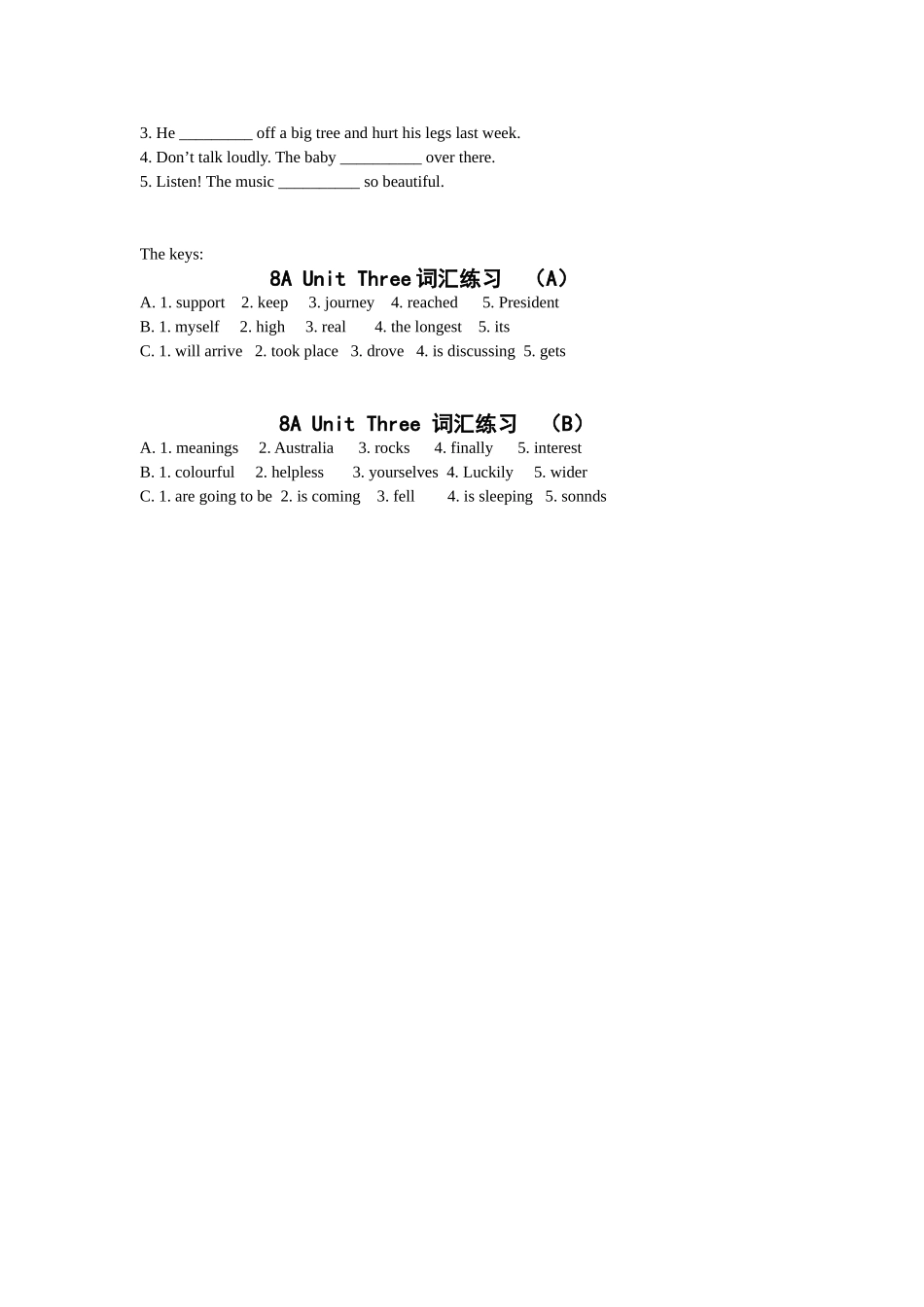8AUnit3词汇练习A(已打过)_第2页