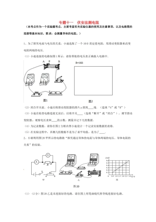 中考物理专题复习 专题十一 伏安法测电阻试卷