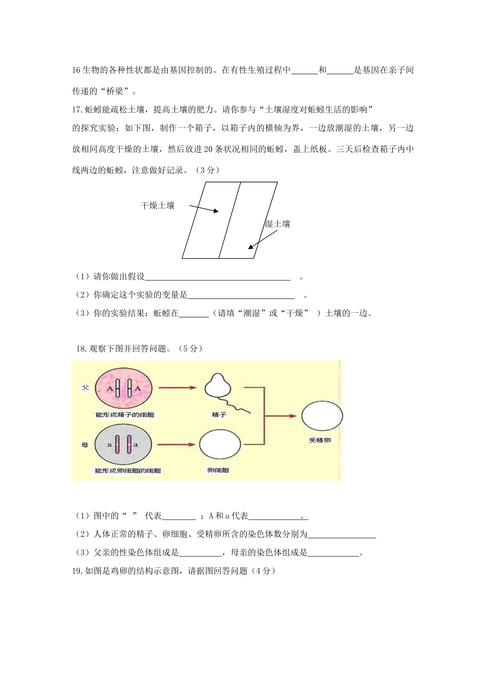中考生物毕业暨升学考试模拟试卷(三)人教新课标版试卷_第3页