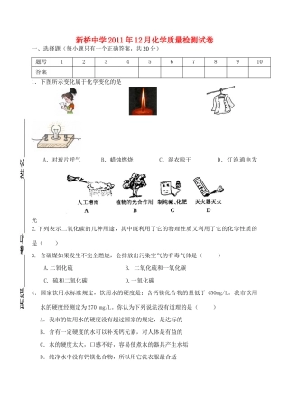 九年级化学质量检测试卷 沪教版试卷