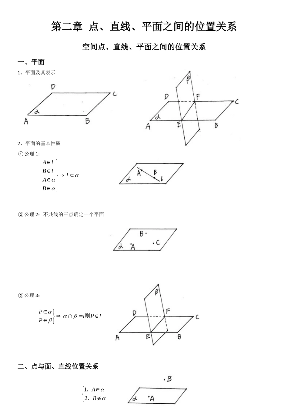 高中数学必修2《点、直线、平面之间的位置关系》知识点_第1页