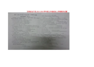 九年级政治上学期期末试卷 教科版试卷