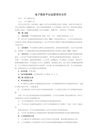 电子商务平台运营合作协议