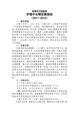 护理中长期发展规划