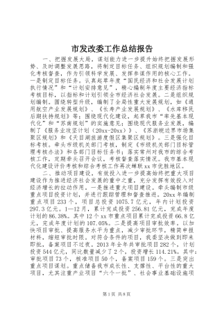市发改委工作总结报告 
