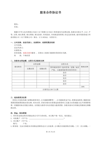 股东合作协议(经典)
