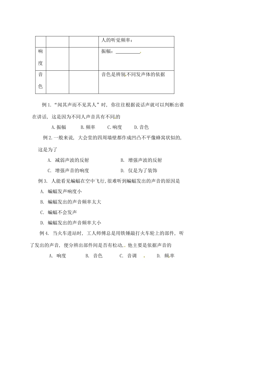 中考物理冲刺复习 声现象 专题2 声音的特性训练试卷_第3页