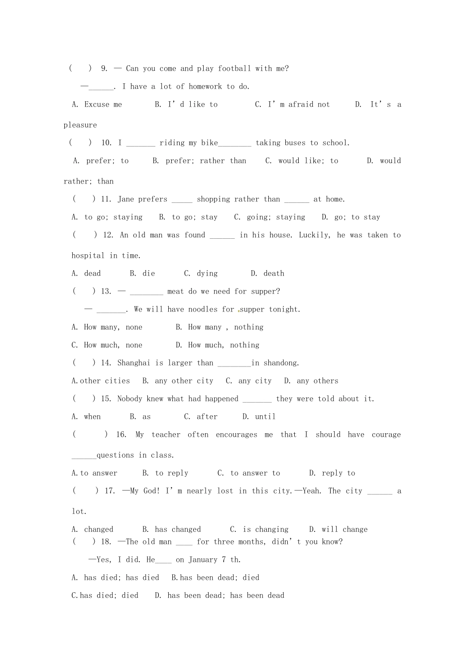 初中英语推荐生考试模拟试题(无答案) 人教新目标版 试题_第2页
