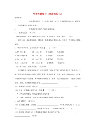 中考语文专题复习百套卷突破训练(15)试卷