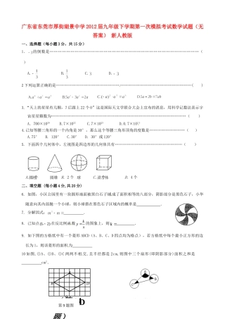 九年级数学下学期第一次模拟考试试卷 新人教版试卷