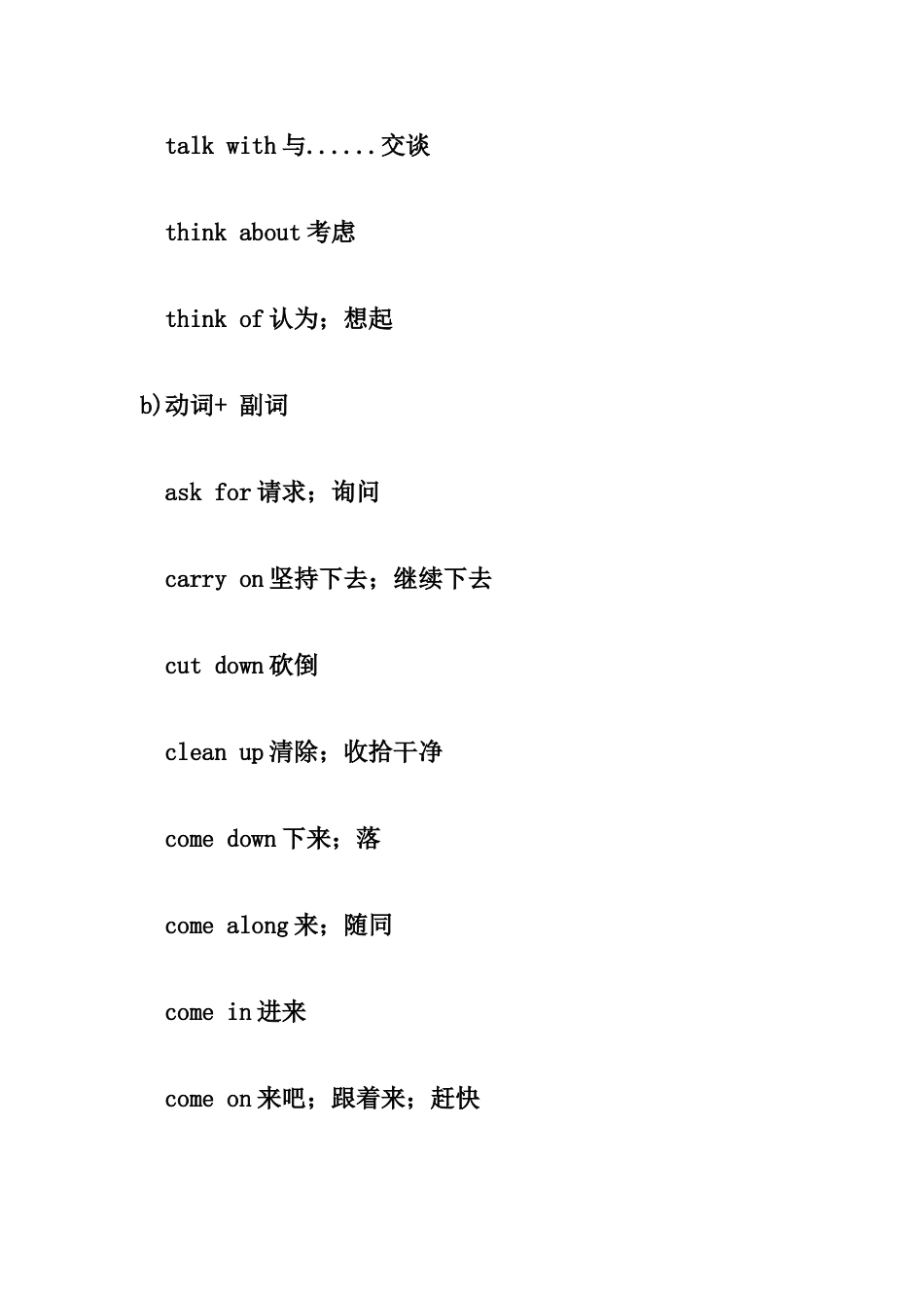 初中英语常用动词词组及短语240个词汇 试题_第3页