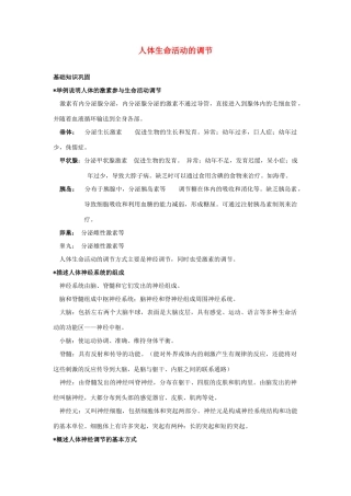 中考生物第一轮考点专题复习11 人体生命活动的调节试卷