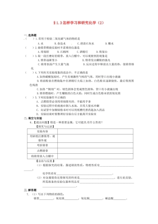 九年级化学(13 怎样学习和研究化学)限时作业(2) 沪教版试卷