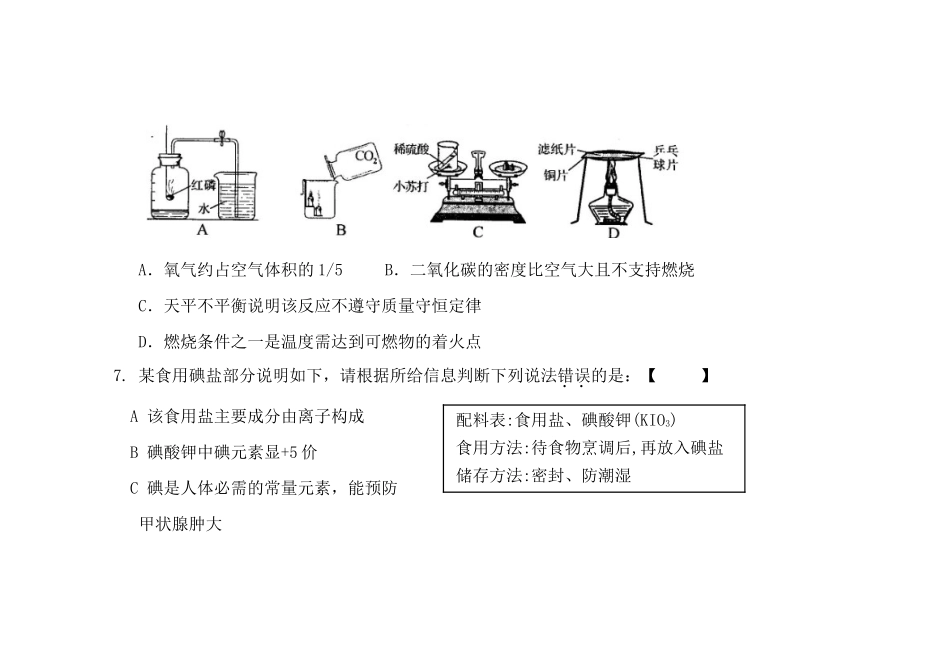 九年级化学下学期第一次强化训练试卷试卷_第3页