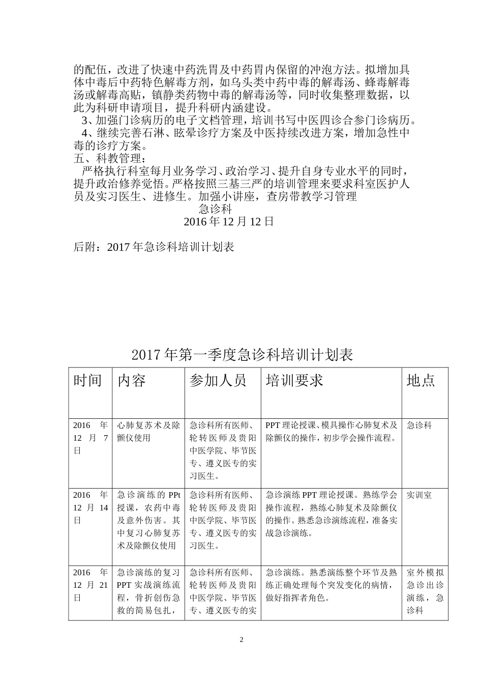 急诊科2017年工作计划_第2页
