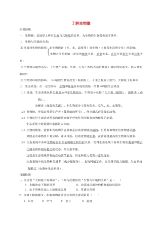 内蒙古鄂尔多斯市七年级生物上册 1.2了解生物圈习题(无答案)(新版)新人教版 试题