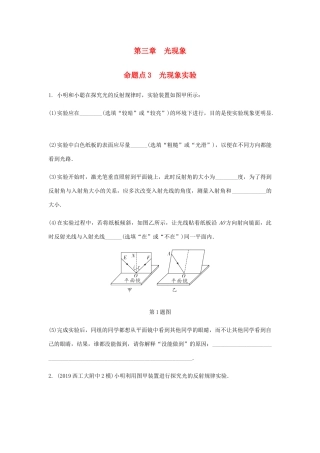 中考物理一轮复习 基础考点一遍过 第三章 光现象 命题点3 光现象实验试卷