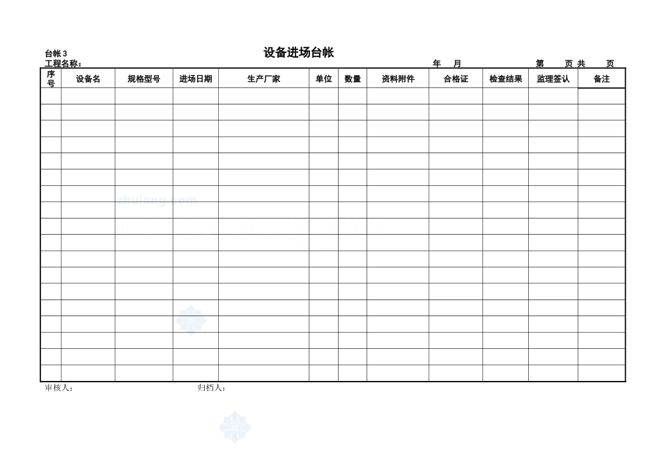 工程项目常用台账记录表格_第3页
