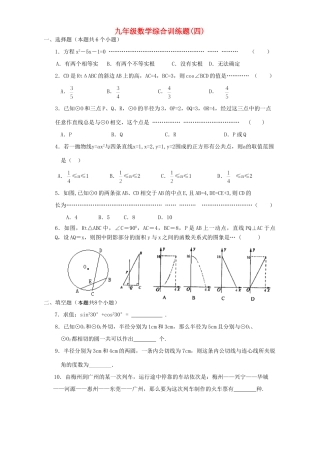 九年级数学综合训练题四新课标 人教版试卷