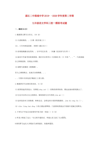 中考语文一模联考试卷