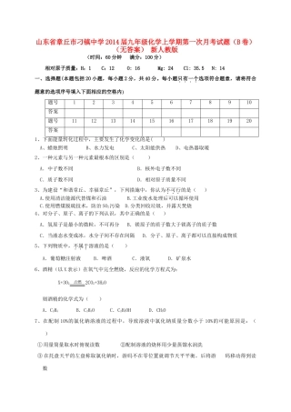 九年级化学上学期第一次月考试卷(B卷) 新人教版试卷