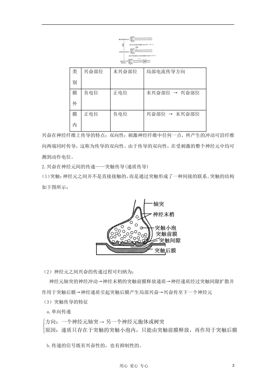 2012高三生物一轮复习-通过神经系统的调节导学案-新人教版_第3页