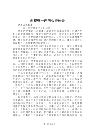 两整顿一严明体会心得