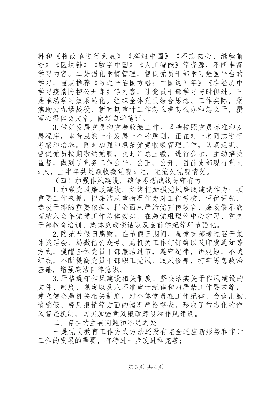 审计局党支部XX年上半年党建工作总结 _第3页