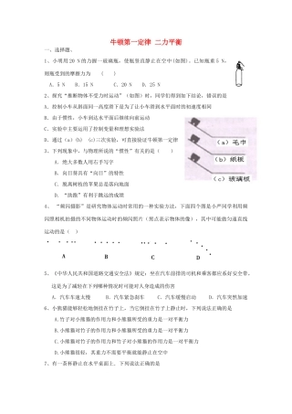 中考物理专题训练 牛顿第一定律 二力平衡试卷