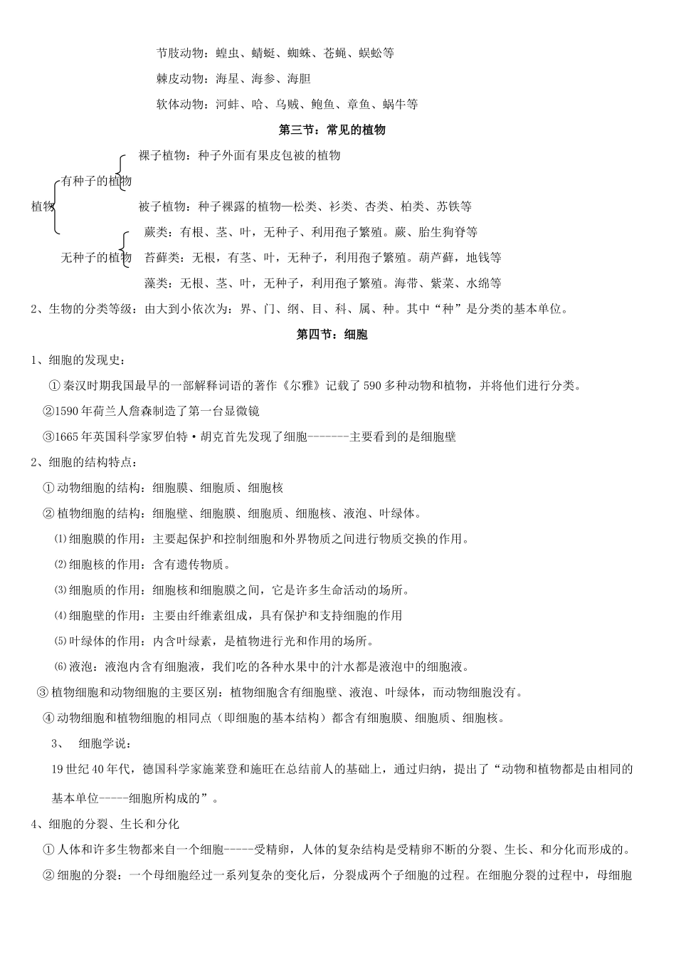 中考科学 第二章观察生物知识总结 浙教版试卷_第2页