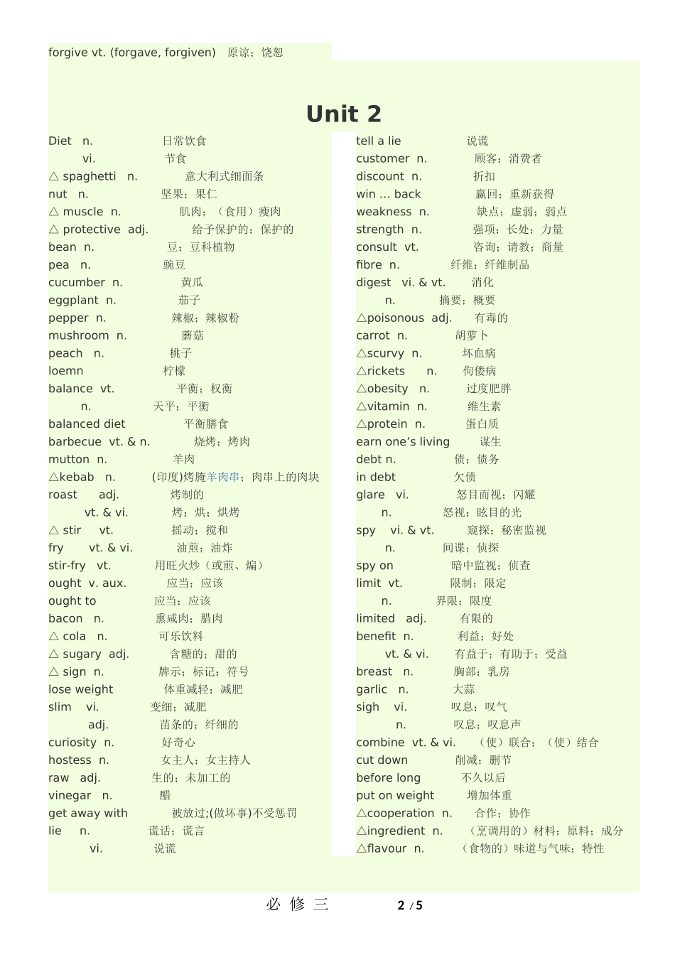 高一英语必修三单词表_第2页